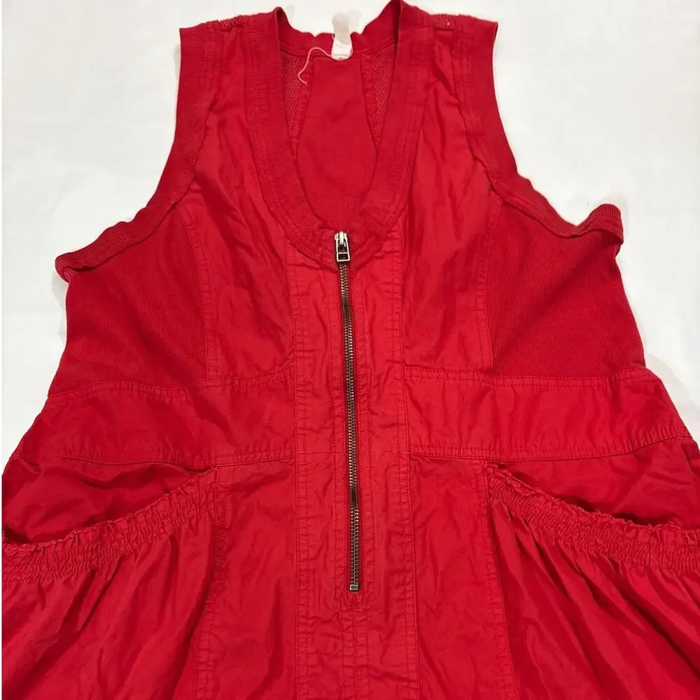 Daily Practice Anthropologie Womens Medium Red Trek Utility Mini Dress Pockets - Picture 4 of 11